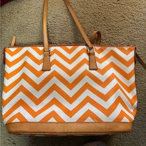 Vintage Dooney and Bourke Orange and White Tote Bag